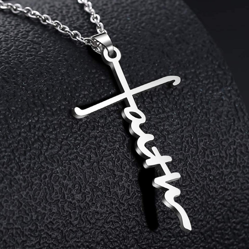 Faith Silvertone Pendant Necklace